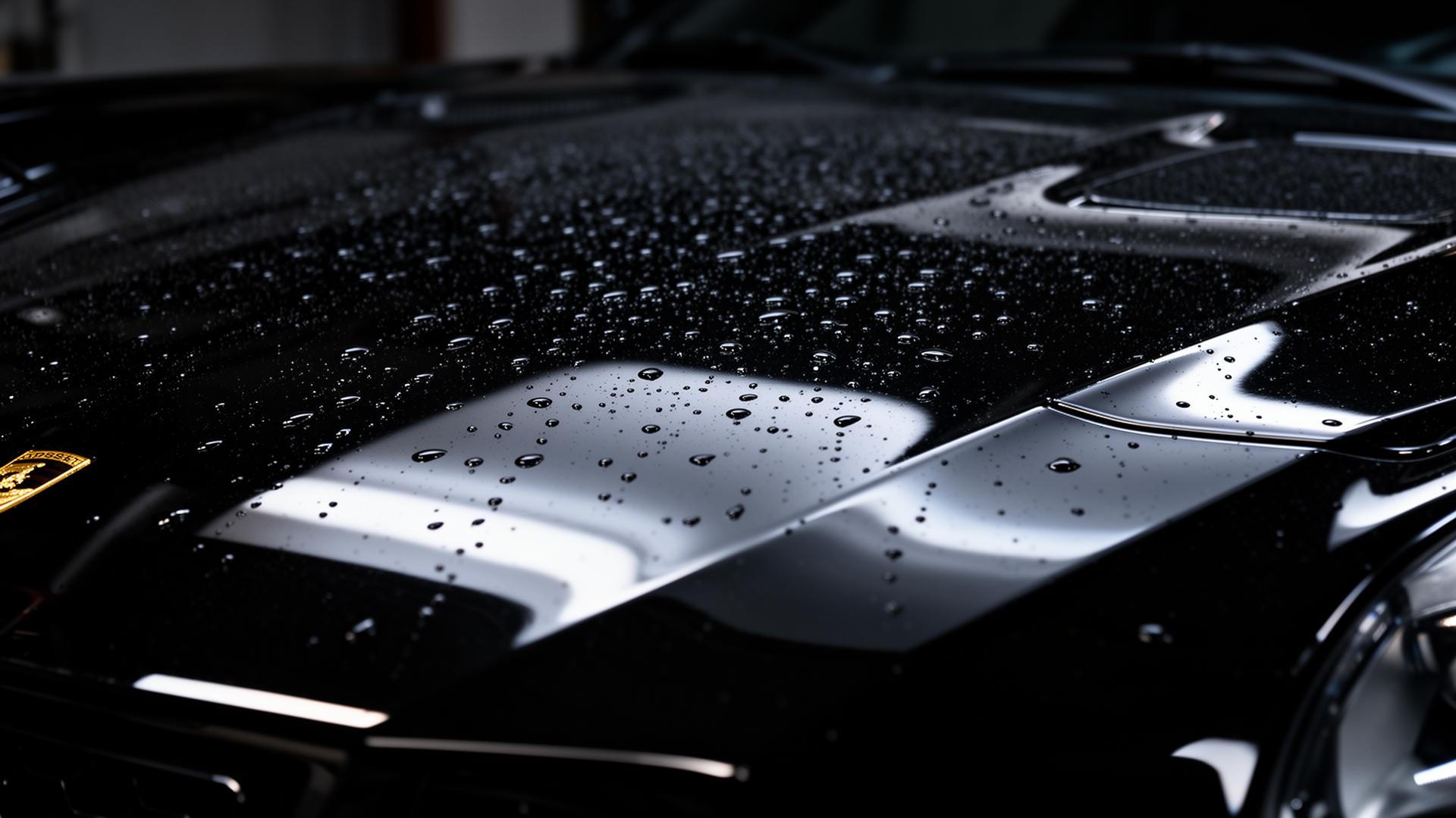 Luxury car paintwork under detailing inspection lighting